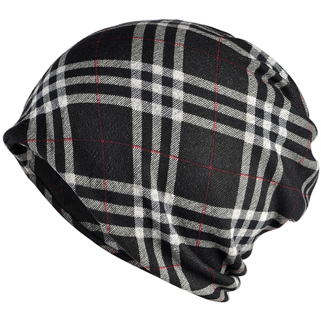 Check Print Multi Use Headwrap Chemo Hat Slouchy Beanie