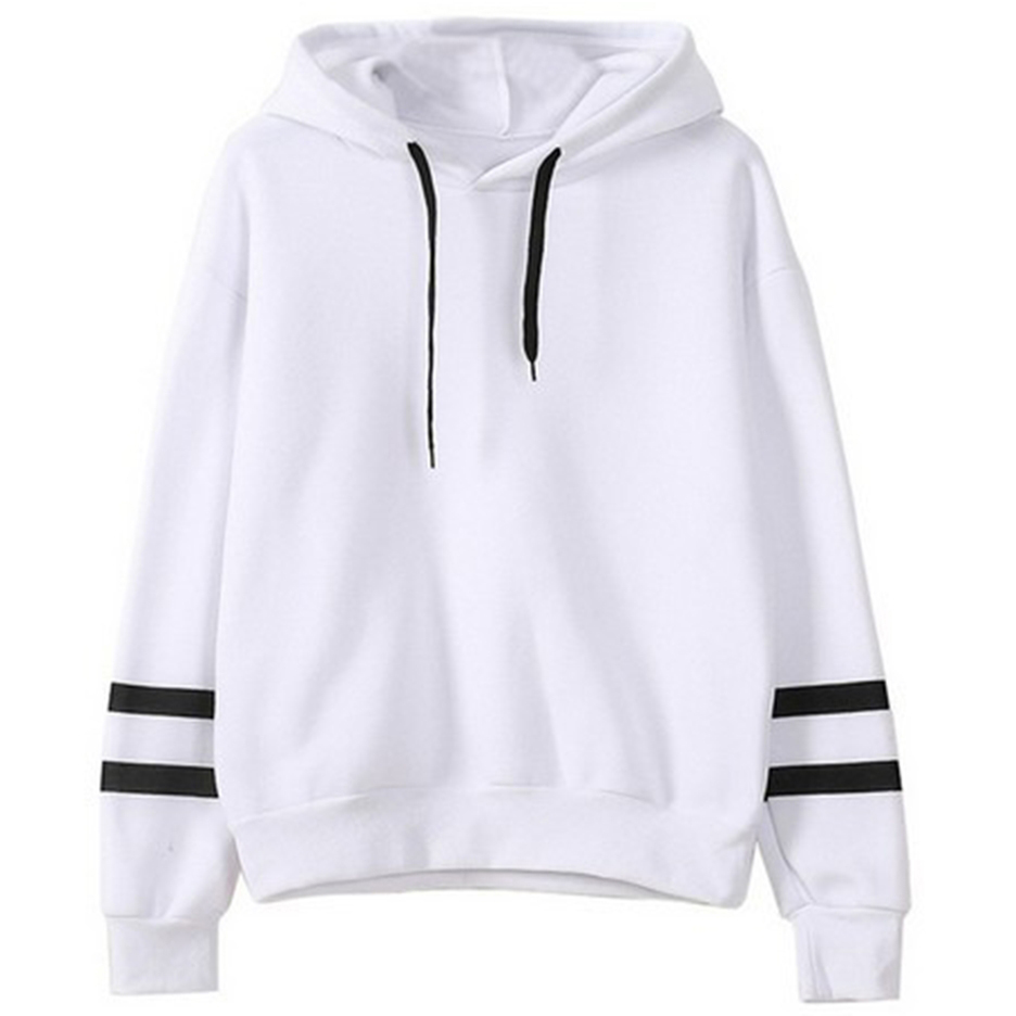 SOlid Black Sleeve Striped Hoodies